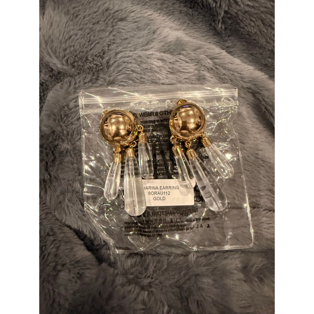 Women's 8 Other Reasons Charina Gold Clear Drop Earrings One Size - Picture 4 of 5